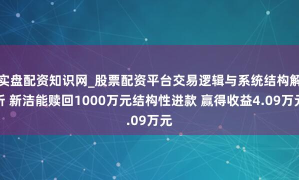 实盘配资知识网_股票配资平台交易逻辑与系统结构解析 新洁能赎回1000万元结构性进款 赢得收益4.09万元