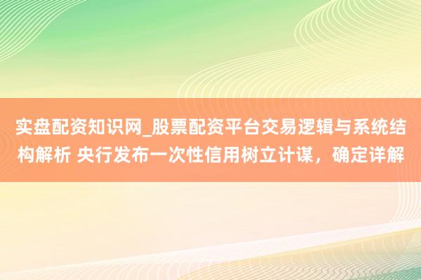 实盘配资知识网_股票配资平台交易逻辑与系统结构解析 央行发布一次性信用树立计谋，确定详解
